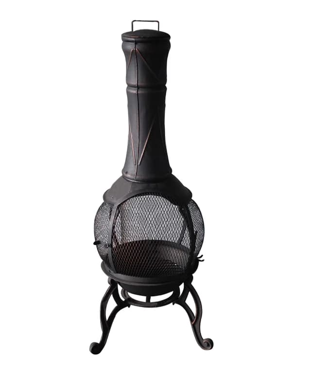 Chiminea mexicaine noire d'intérieur, foyer d'extérieur, cheminée en céramique d'argile de jardin av