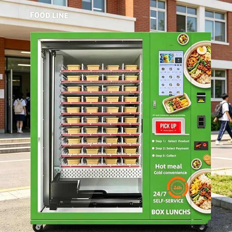 Distributeur automatique de repas chauds en boîte avec micro-ondes pour entreprises, distributeur au