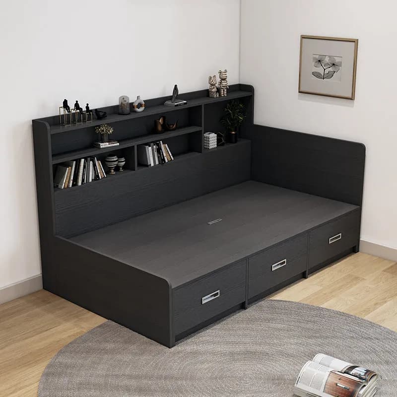 Lit de rangement pour chambre à coucher, lit tatami avec tiroirs, lit double gain de place, mobilier