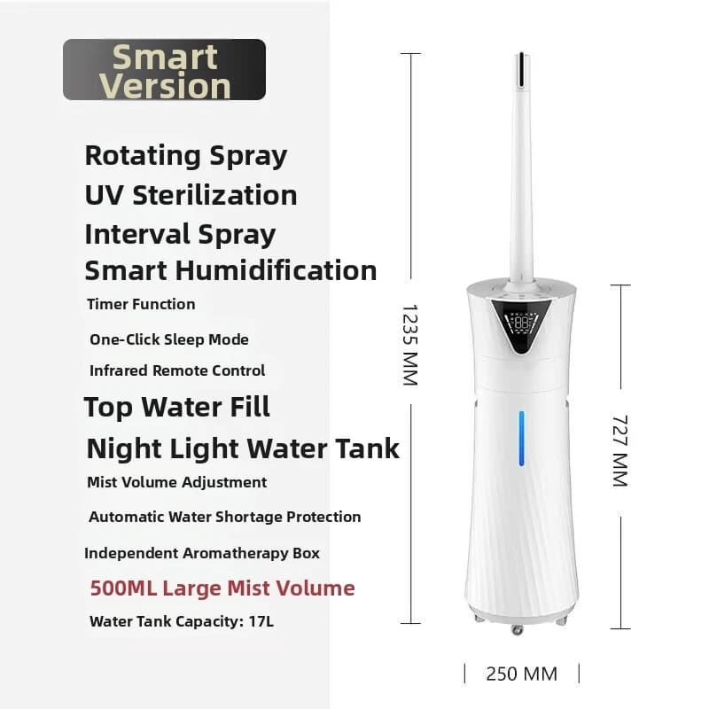 Humidificateur à brume chaude 17L, humidité constante intelligente pour un usage domestique et comme