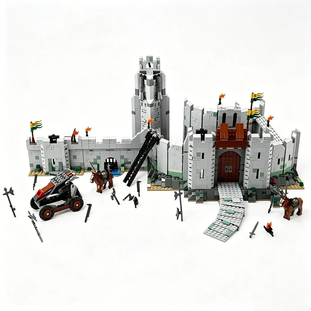 MOC 1368 pièces Château des Anneaux Chevalier La Bataille de Helm's Deep Tour du Château Modèle de B