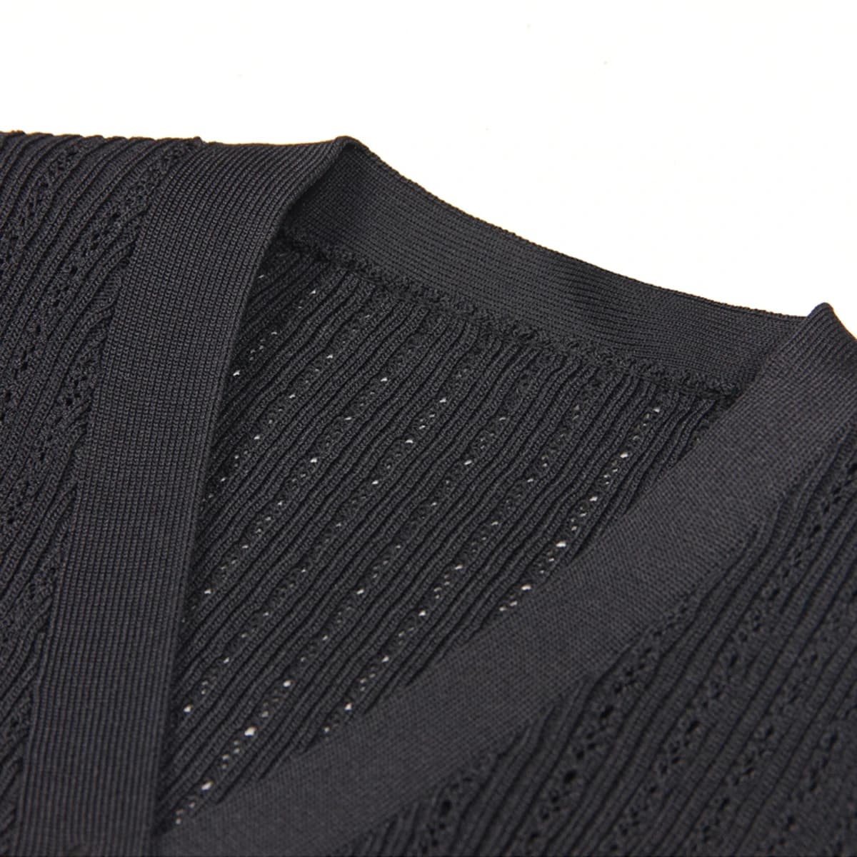 Cardigan tricoté à manches longues et boutons en diamant pour femme, ensemble de haute qualité, col