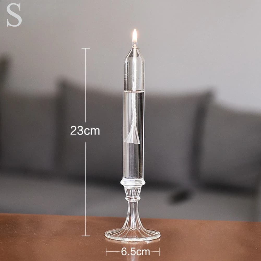 Lampe à huile en verre nordique, lampe à huile créative pour la maison, verre transparent sans fumée