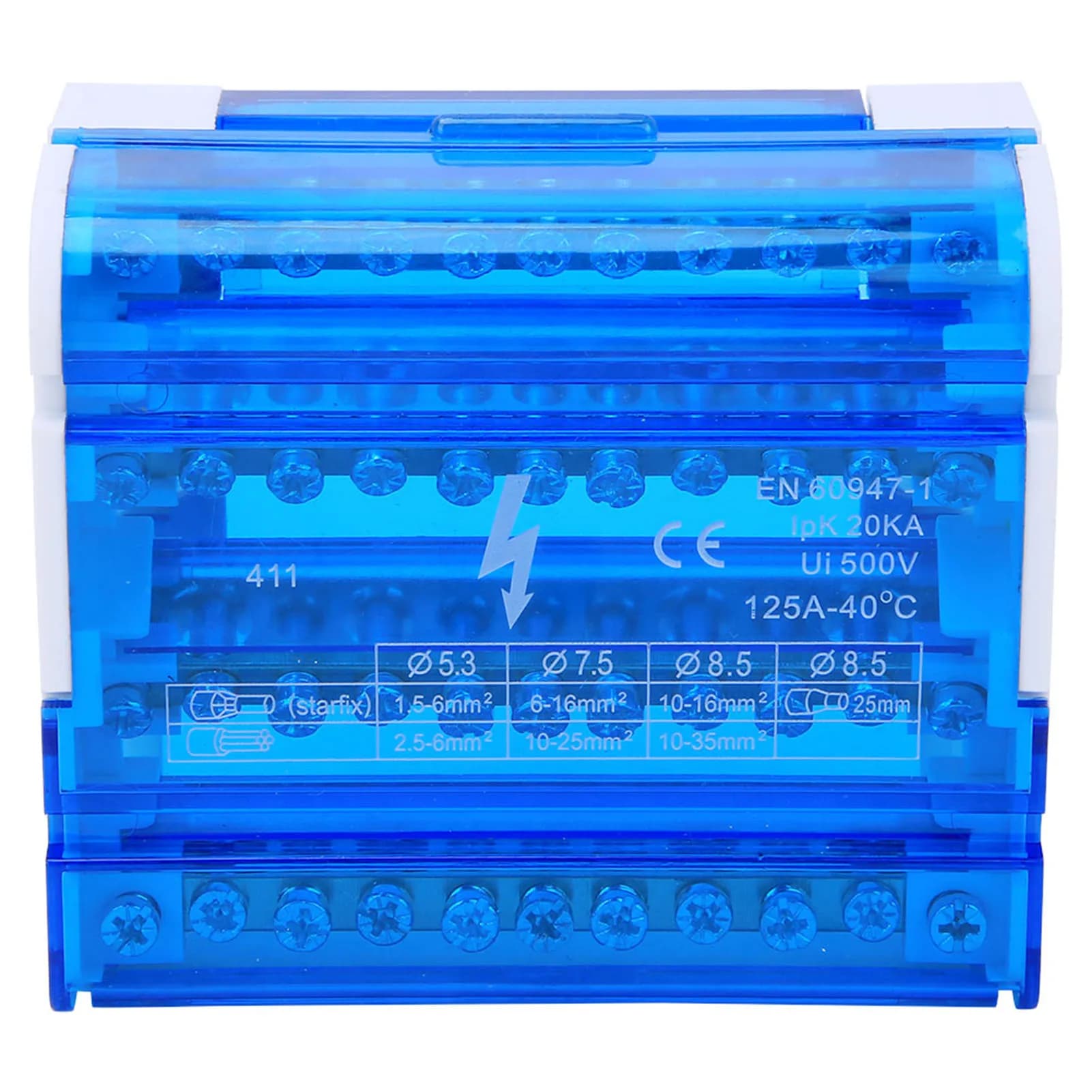 Boîte de Distribution de bornier 411, Rail Din, monophasé à 4 niveaux pour boîte de Distribution de