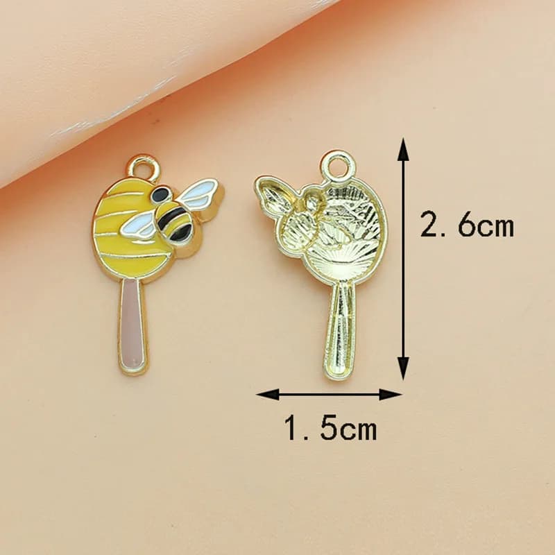 Lot de 10 breloques DIY en émail motif abeille et maison, pour la fabrication de sacs, boucles d'ore