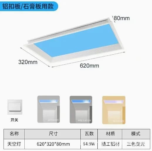 Plafonnier Lumière Ciel Bleu pour Salle de Bain Décoration Intérieure Panneau Lampe Chambre d'Enfant