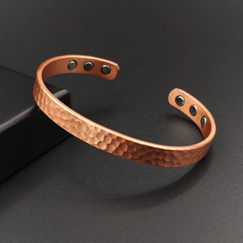 Bracelets Vintage en cuivre pur 99.9%, pour femmes et hommes, manchette de couleur Rose, breloques,