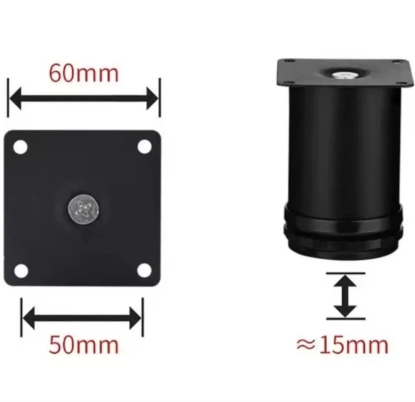 Pied de meuble réglable noir en acier inoxydable, meuble de canapé, pieds de support, lit TV, table