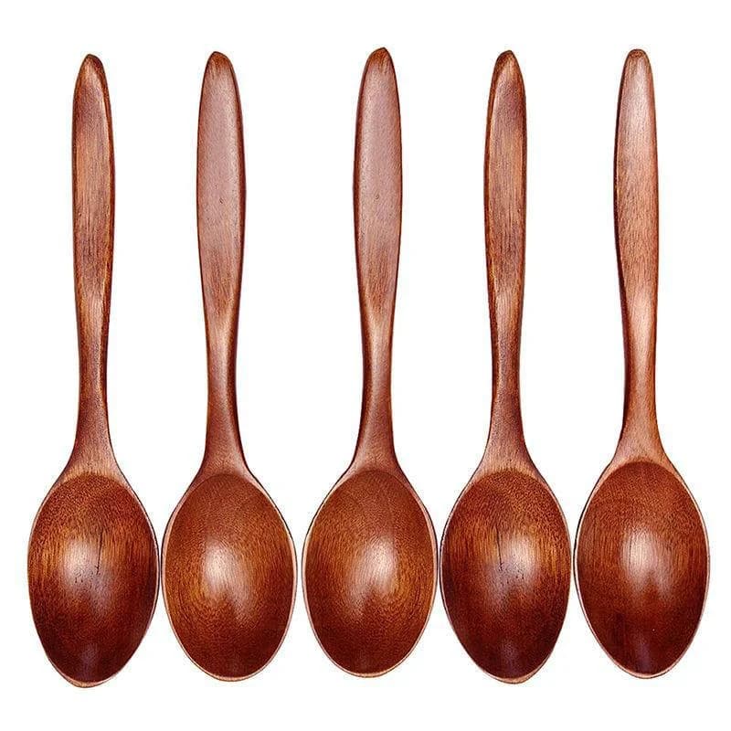 Cuillère à soupe en bois de haute qualité, 5 pièces, conception Simple, ustensile de cuisine Durable