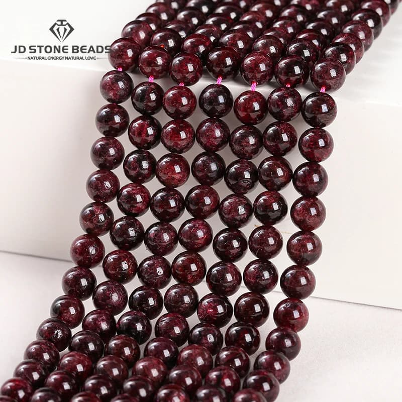 Perle de grenat rouge foncé en pierre naturelle 1A, entretoise ronde adt, taille de choix 4mm, 6mm,