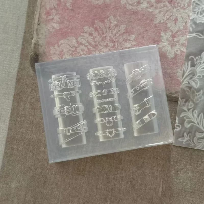 Moule à ongles en silicone transparent, motif boucle de ceinture, cœur, cadenas, décoration 3D pour