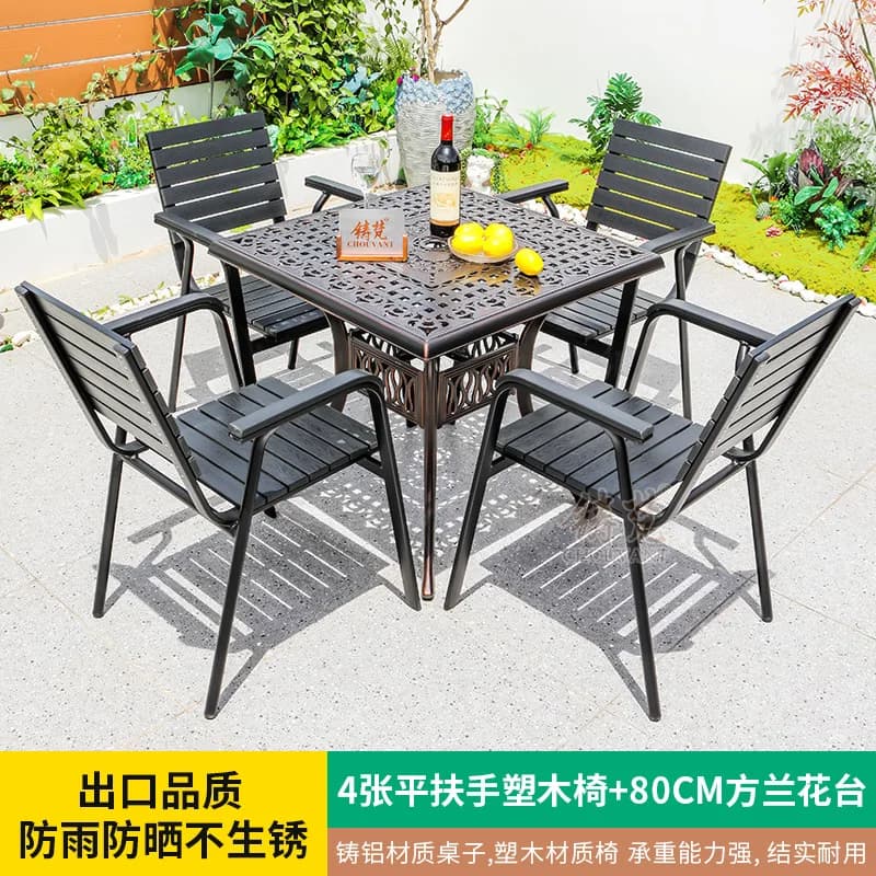 Ensemble de mobilier d'extérieur en plastique imitation bois, résistant aux intempéries, avec assemb