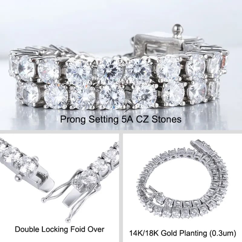 Hip-Hop 1 rangée Cz Tennis chaîne collier cubique Zircon glacé 3Mm 4Mm 5Mm 6Mm 18/K rappeur collier
