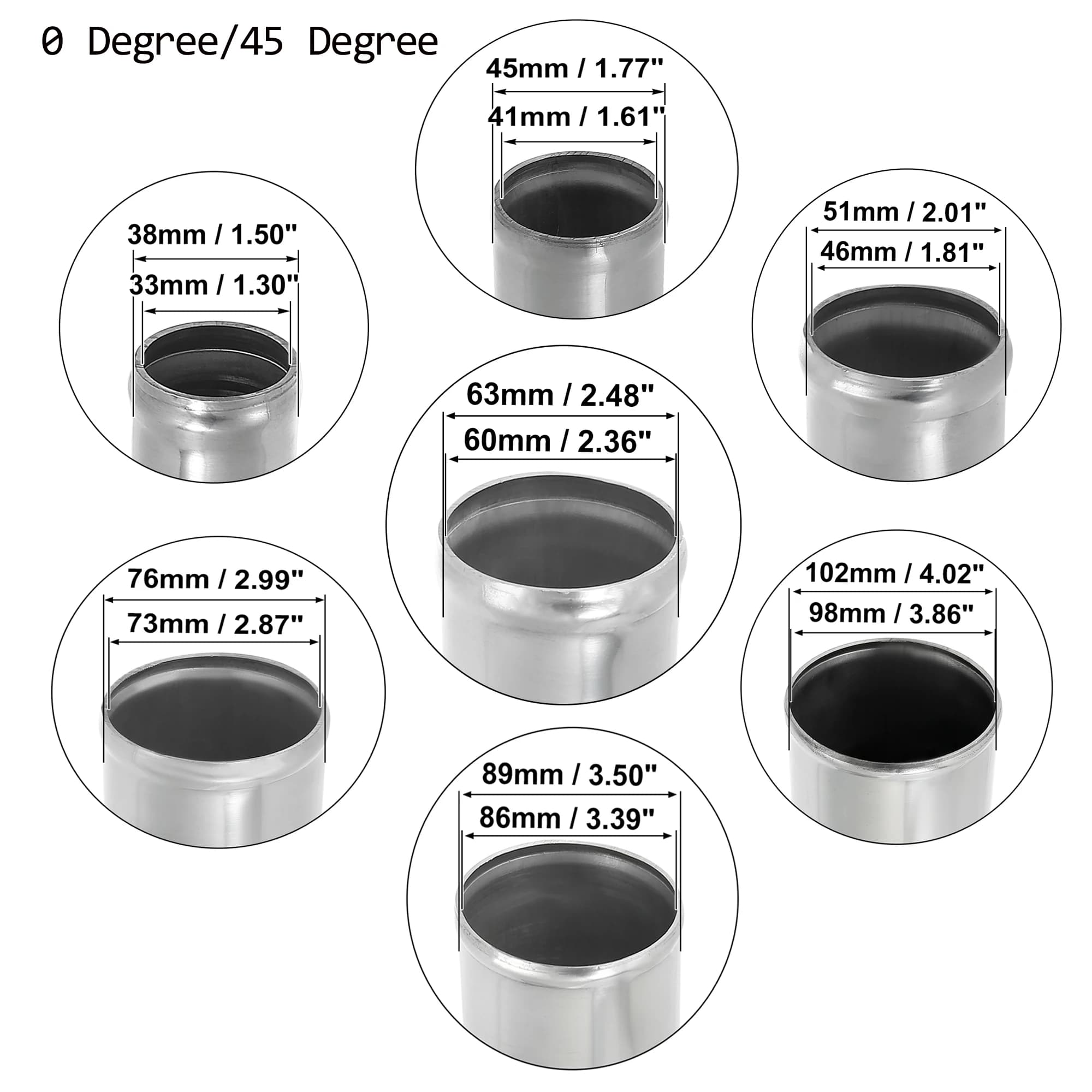 Uxcell – Tube d'admission d'air en alliage d'aluminium, diamètre extérieur 38/45/51/63/76/89/102mm,