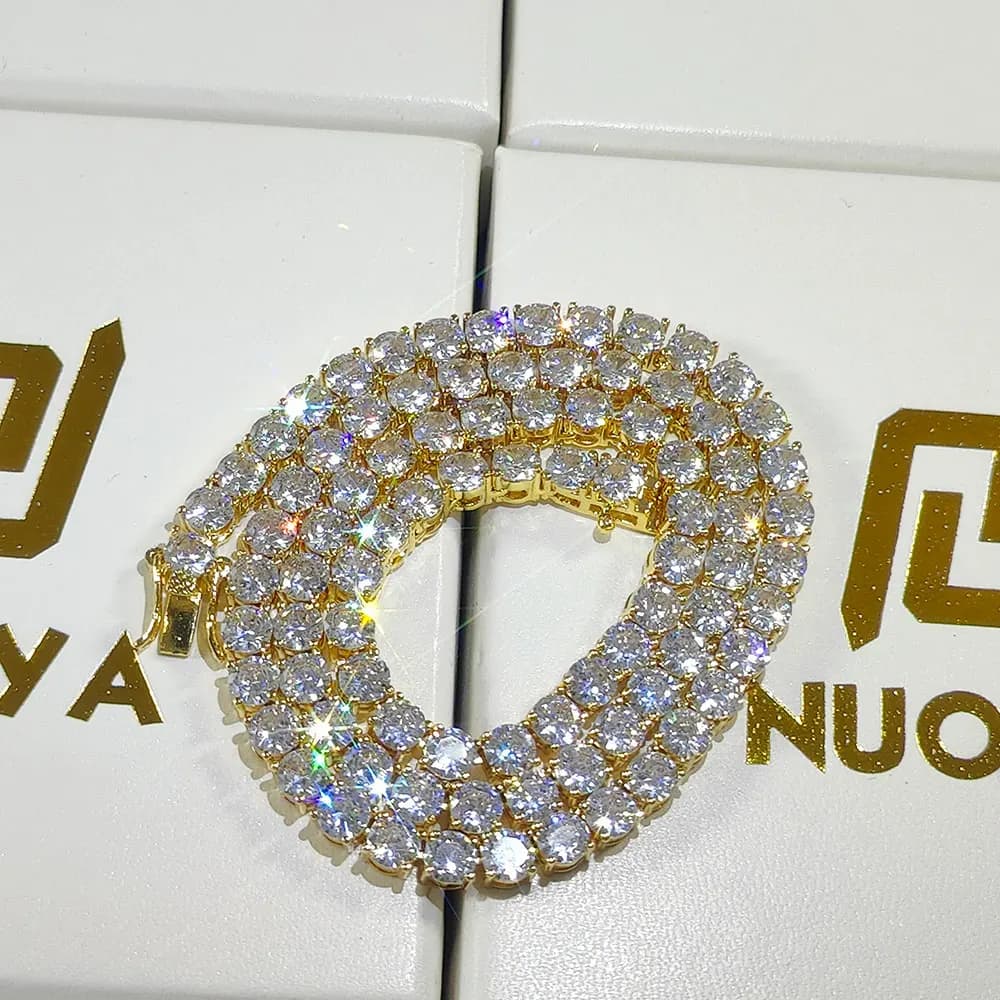 Hip-Hop 1 rangée Cz Tennis chaîne collier cubique Zircon glacé 3Mm 4Mm 5Mm 6Mm 18/K rappeur collier