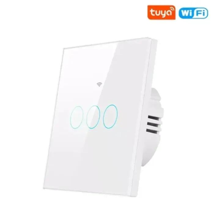 Interrupteur mural tactile intelligent compatible avec Tuya WiFi pour maison intelligente Alexa Google Home contrôle via application en plastique robuste pour usage quotidien occasions spéciales