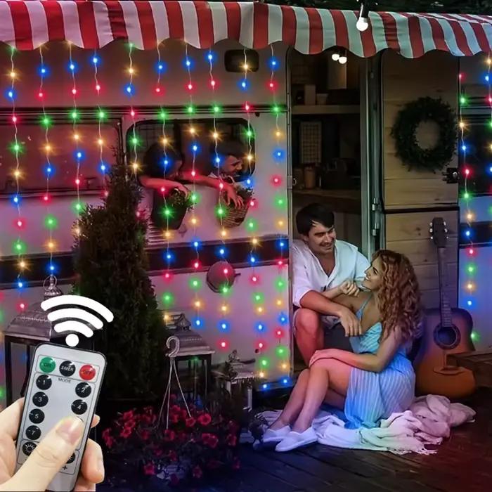 Guirlande LED Lumineuse pour Fêtes Décoration de Noël Rideau de Mariage à Télécommande 8 Modes Guirlande Lumineuse USB Chambre Maison Occasions Spéciales