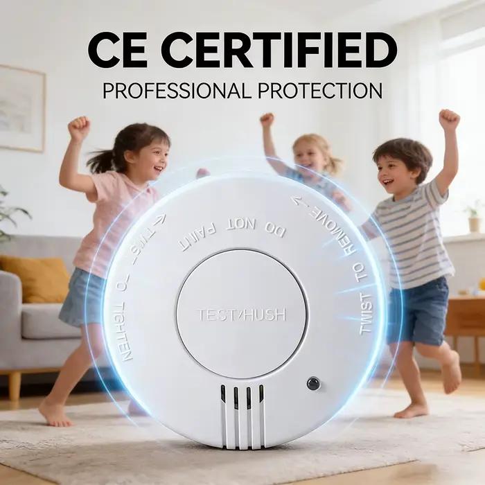 Détecteur de fumée 9V CCEsafety avec alarme sonore et visuelle certifiée CE pour sécurité domestique et professionnelle
