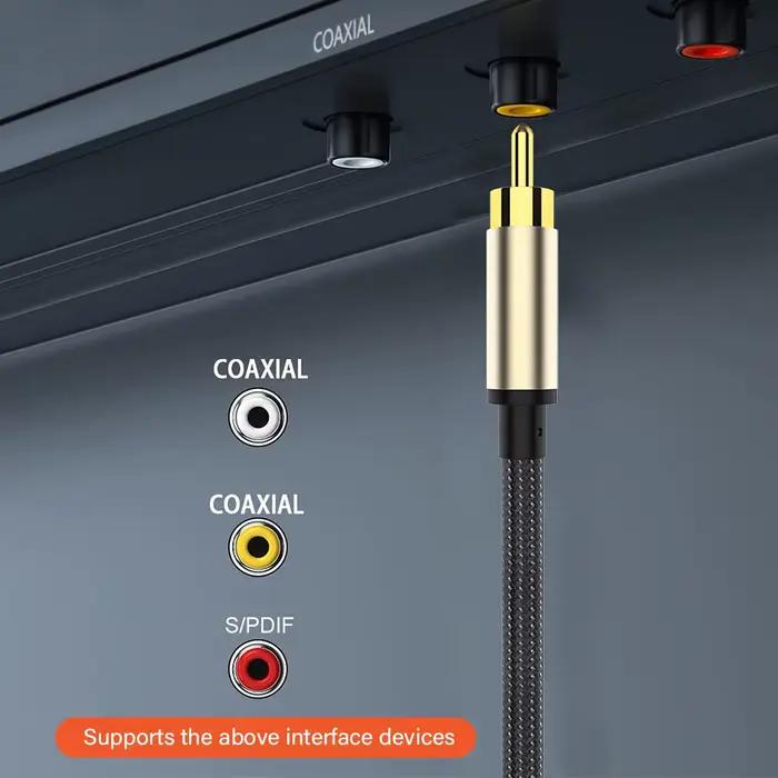 Câble coaxial SPDIF RCA vers RCA plaqué or pour amplificateur de caisson de basses console de mixage carte son boîtier TV PC de voiture prise phono stéréo HiFi 5.1