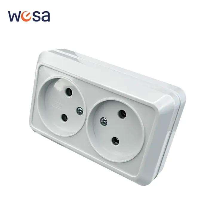WESA Surface murale blanche 2 prises