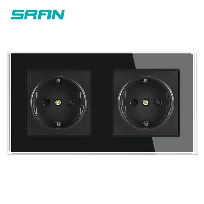 Prises murales SRAN EU 220V 16A 82*82mm en verre
