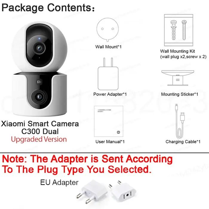 Caméra de sécurité Xiaomi Smart Camera C300 double caméra 360 degrés haute résolution pour surveillance maison bébé animaux de compagnie facile installation