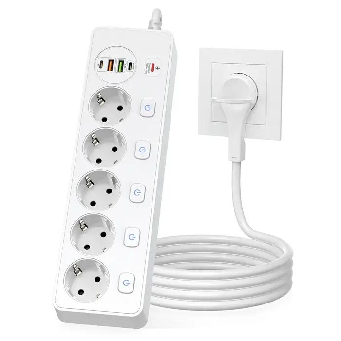 Multiprise intelligente à prise européenne avec port multi USB type-c