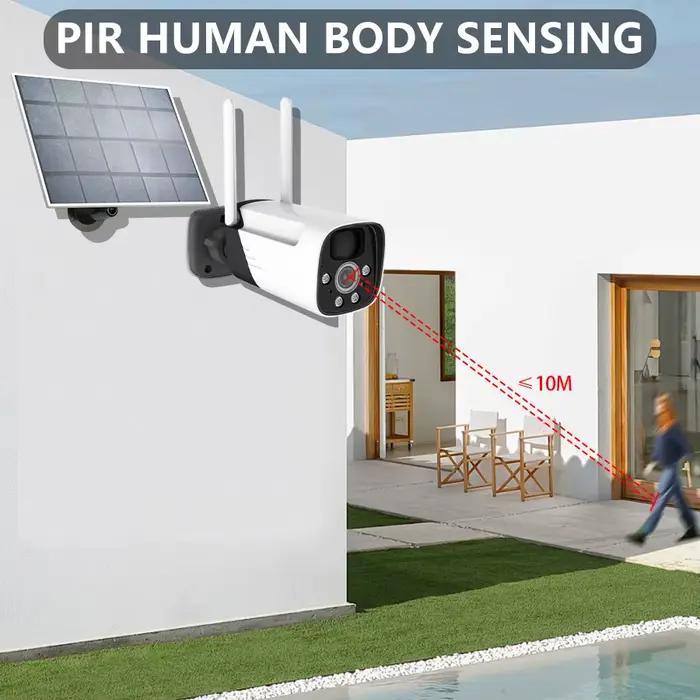 Caméra de sécurité WIFI extérieure à énergie solaire 3MP CCTV vision nocturne caméra haute définition couleur détection humaine PIR ICSEE