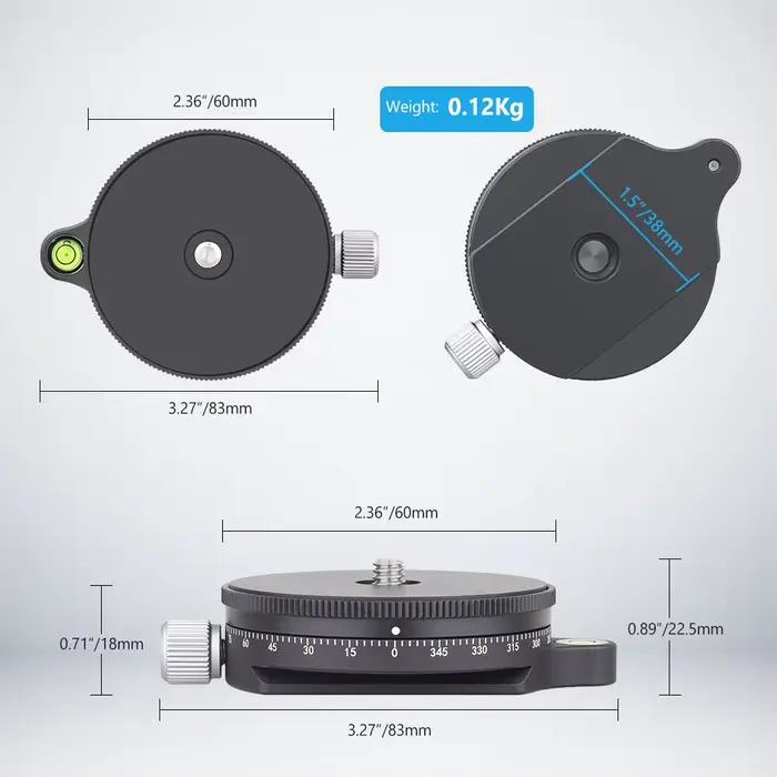 Base panoramique Artcise 360° en aluminium CNC pour appareils photo DSLR et caméscopes occasions spéciales