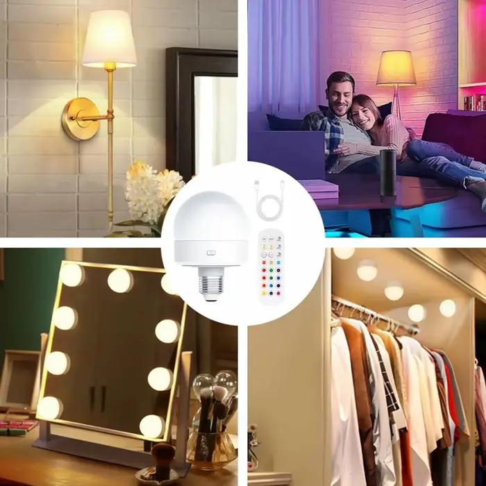 Ampoules LED Rechargeables à Piles avec Télécommande et Minuterie pour Salon et Autres Pièces Occasions Spéciales