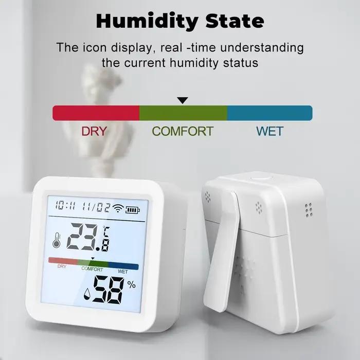Capteur de température et d'humidité WiFi ONENUO avec compatibilité Alexa et Google Home Assistant pour contrôle vocal et smartphone à offrir pour amélioration du confort à domicile