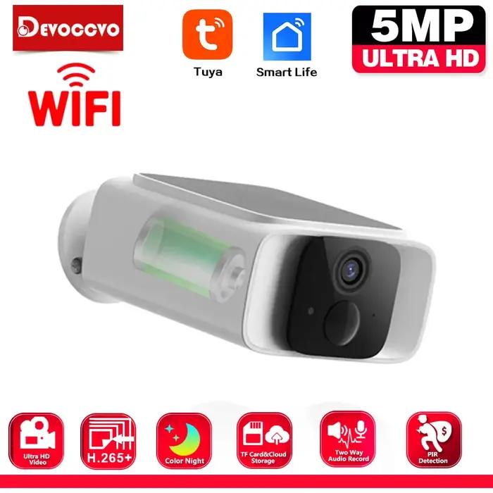 Caméra Bullet Solaire Wifi Tuya Extérieure 5MP Étanche Alimentée par Batterie