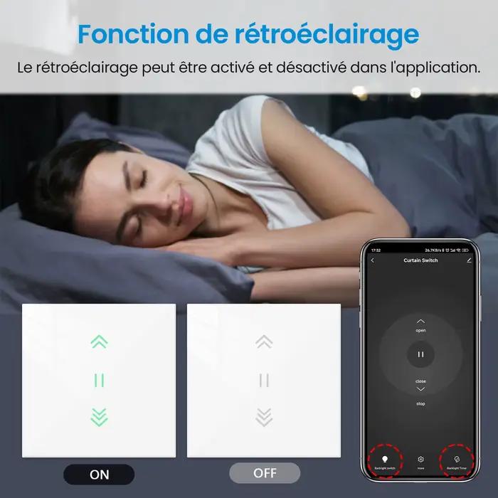 Rideau volet roulant WiFi stores interrupteur rétro-éclairage moteur tubulaire Tuya Smart Life App Google Home Alexa