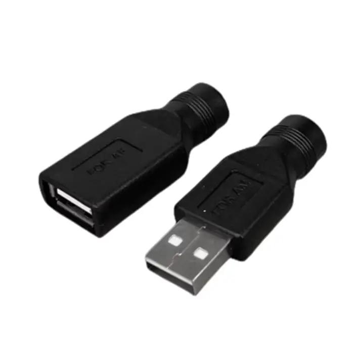 Prise femelle vers USB 2.0 prise mâle/prise femelle 5V DC fiches d'alimentation connecteur adaptateur ordinateur portable 5.5*2.1mm couleur noire