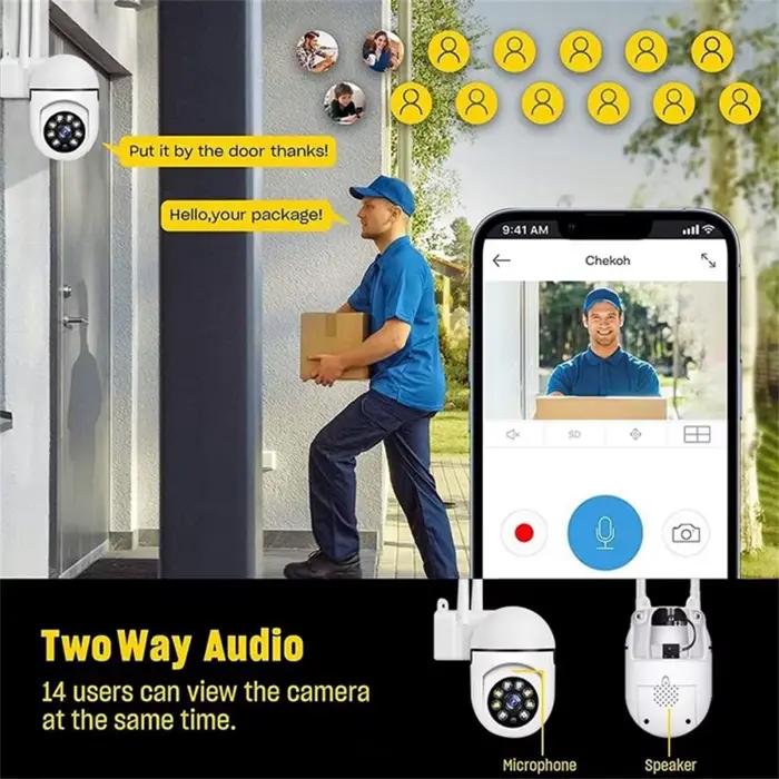 Caméra de Surveillance Wifi 8MP HD pour Maison et Bureau avec Suivi Humain par IA, Vision Nocturne Couleur et Protection contre les Intempéries IP66