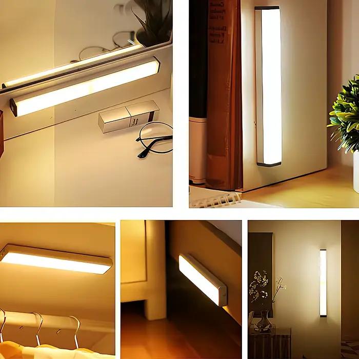 Veilleuses sans fil LED capteur de mouvement lampe USB Rechargeable magnétique pour armoire chambre placard cuisine allée Tube détecteur ampoule