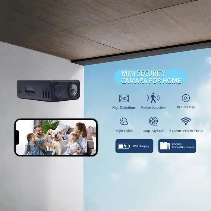 Mini caméra de sécurité sans fil BMAD 1080P Full HD pour surveillance intérieure et extérieure avec détection de mouvement et vision nocturne en couleur pour la sécurité de la maison