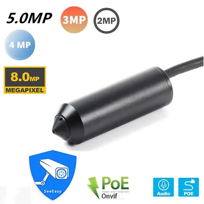 Caméra IP Miniature Cylindrique POE P2P Onvif 1080P 8MP 5MP 3MP avec Audio pour l'Industrie - Vente Directe Usine