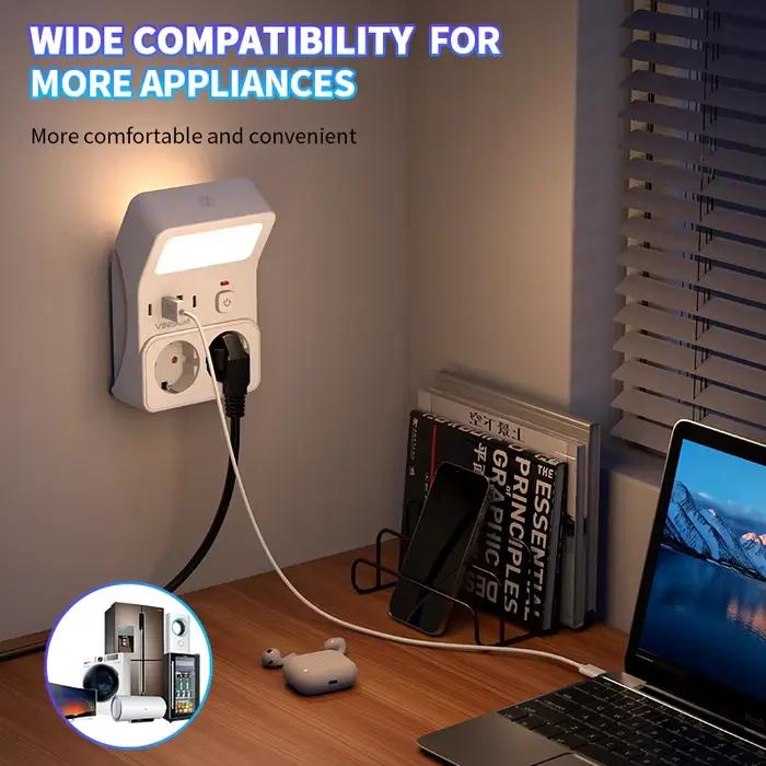 Multiprise murale UE avec 2 prises CA, 2 ports USB et 2 ports Type-C