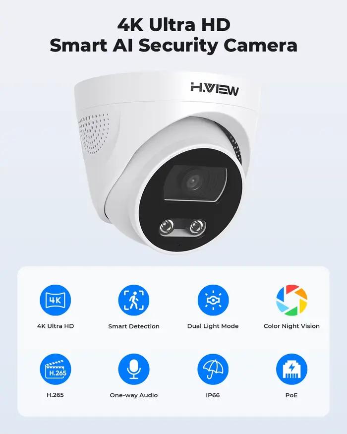 H.View – caméra Ip Poe 8Mp