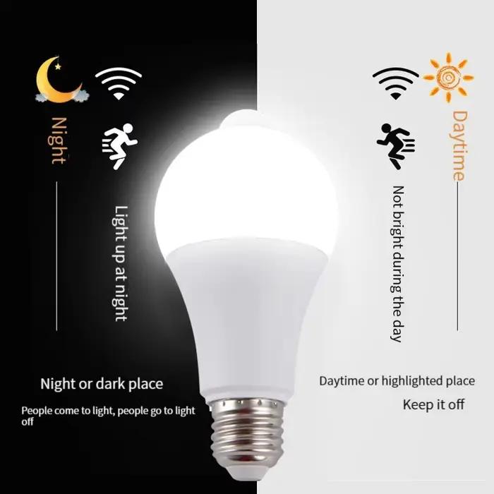 Ampoule LED à capteur de mouvement PIR E27 induction infrarouge humaine intelligente lumière blanche chaude interrupteur automatique pour salon occasions spéciales