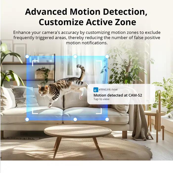 SONOFF CAM-S2 caméra de sécurité à domicile WiFi 1080P alerte de détection de mouvement Audio bidirectionnel interactif en temps réel prise en charge Alexa Google