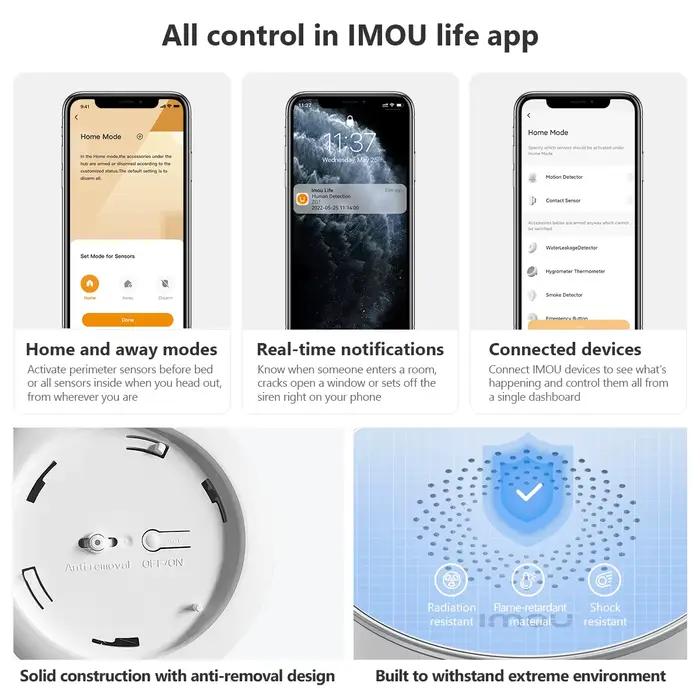 IMOU WiFi sirène d'alarme vie intelligente 85dB haut-parleur ZigBee 3.0 avec sirène Flash stroboscopique longue Endurance pour système de sécurité domestique