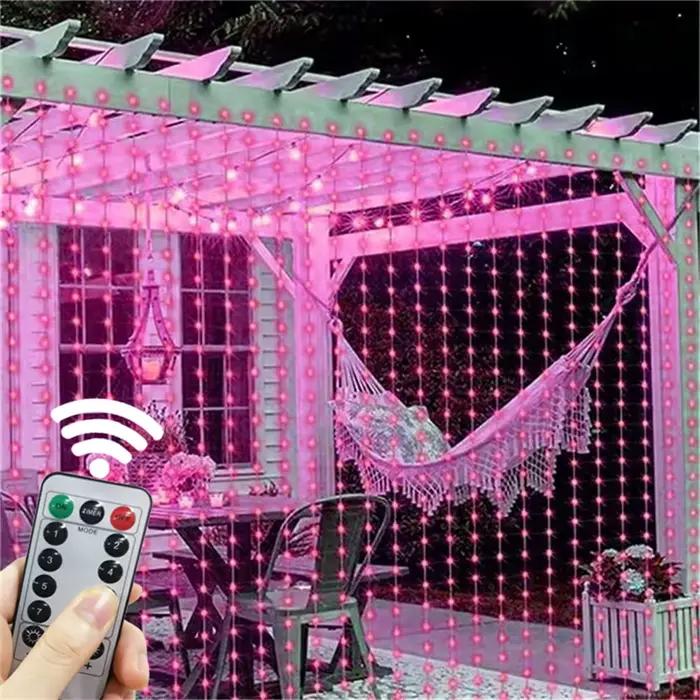 Guirlande LED Lumineuse pour Fêtes Décoration de Noël Rideau de Mariage à Télécommande 8 Modes Guirlande Lumineuse USB Chambre Maison Occasions Spéciales