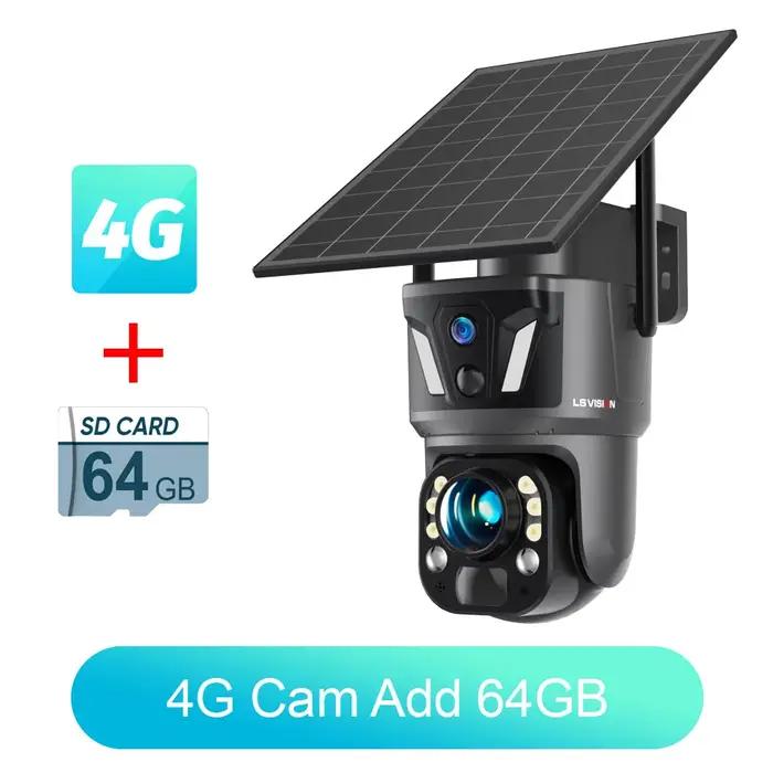 Caméra solaire PTZ LS VISION 8MP à 3 objectifs et double écran