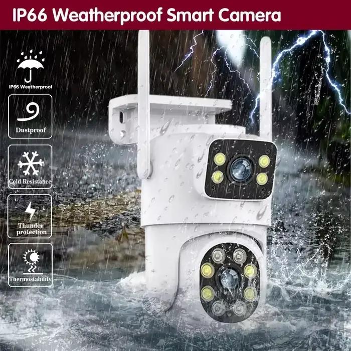 8MP double objectif Tuya Wifi caméra PTZ extérieure 4K sans fil