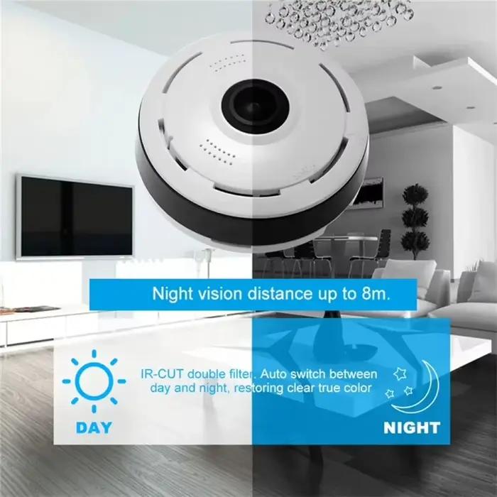 Caméra de surveillance Wi-Fi 360° AEVYVKV avec audio bidirectionnel pour sécurité maison et animaux de compagnie occassions spéciales