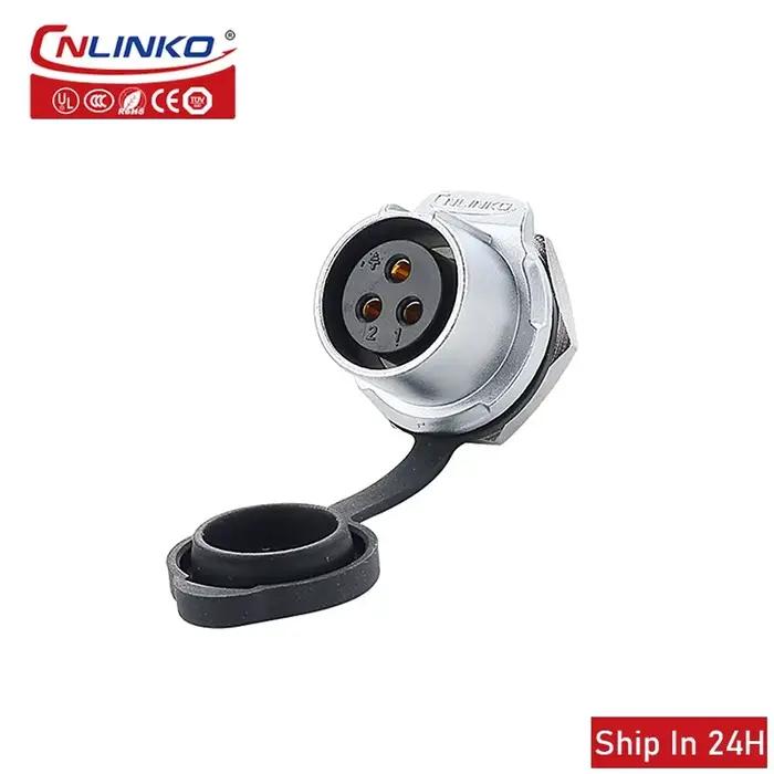 Connecteur d'alimentation Cnlinko M20 2 3 4 broches IP67 étanche 20A Prise électrique pour équipement industriel