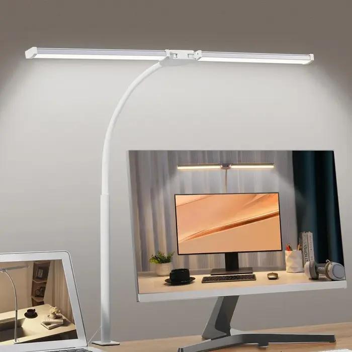 Double tête LED Clip Type télécommande lampe de bureau