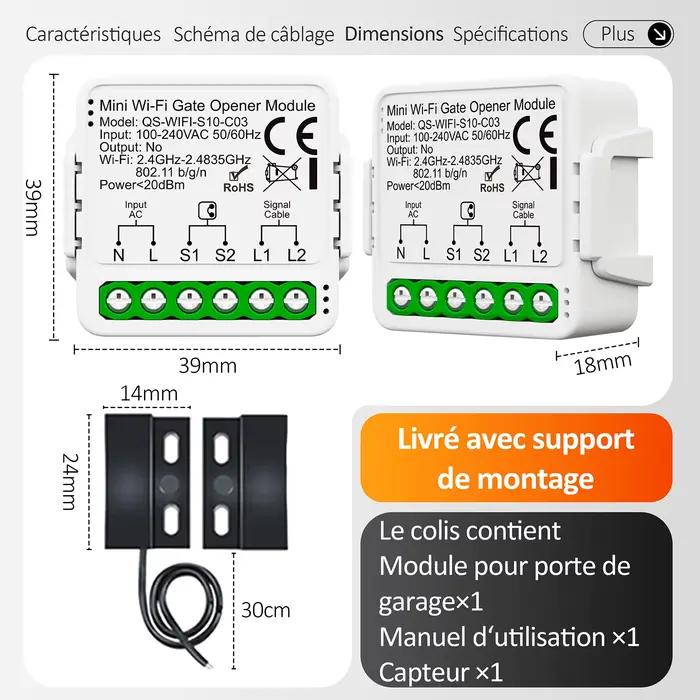 Contrôleur Intelligent de Portail Mini Tuya 16A avec WiFi et Zigbee